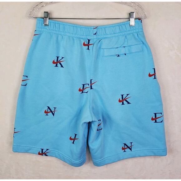 Nike NSW Club AOP Fleece Shorts Men Sz Medium Blue Chill Drawstring Pockets Logo - Picture 6 of 9